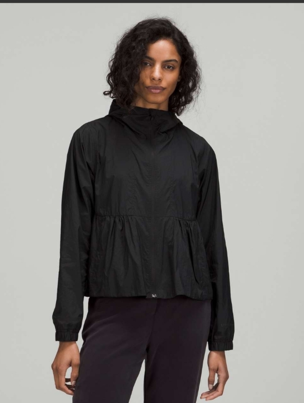 lululemon athletica Women's Black Relaxed Gathered Cropped Jacket